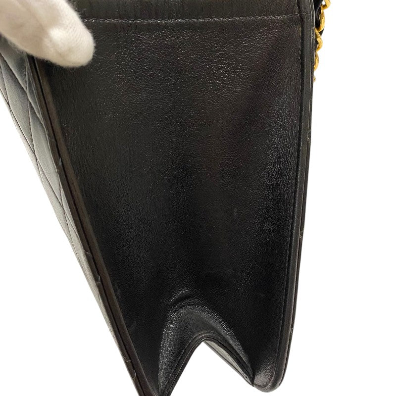 シャネル CHANEL プッシュロック ショルダーバッグ ブラック ゴールド金具 ラムスキン レディース