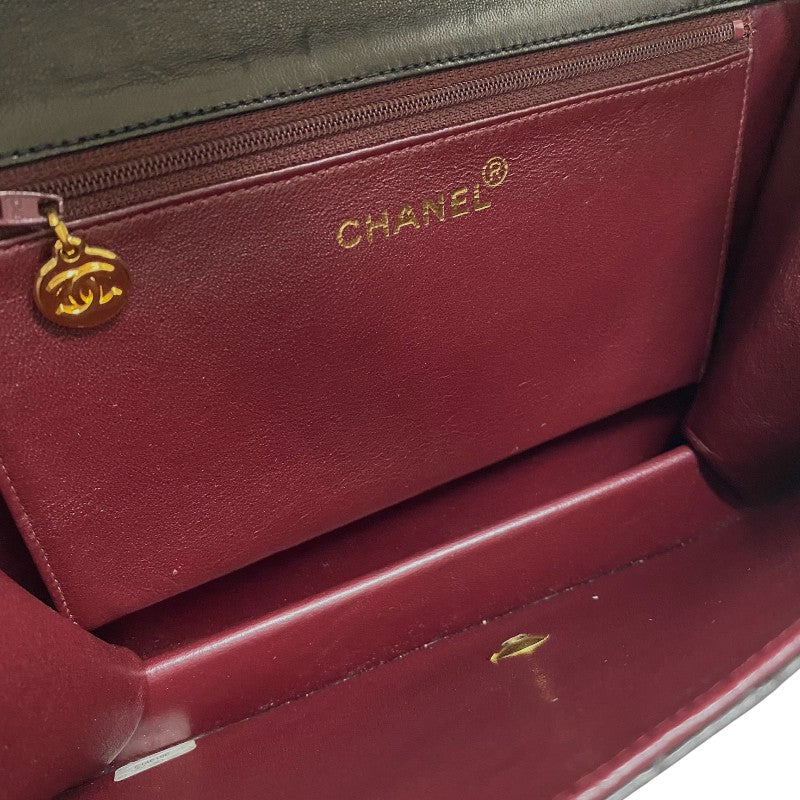 シャネル CHANEL プッシュロック ショルダーバッグ ブラック ゴールド金具 ラムスキン レディース