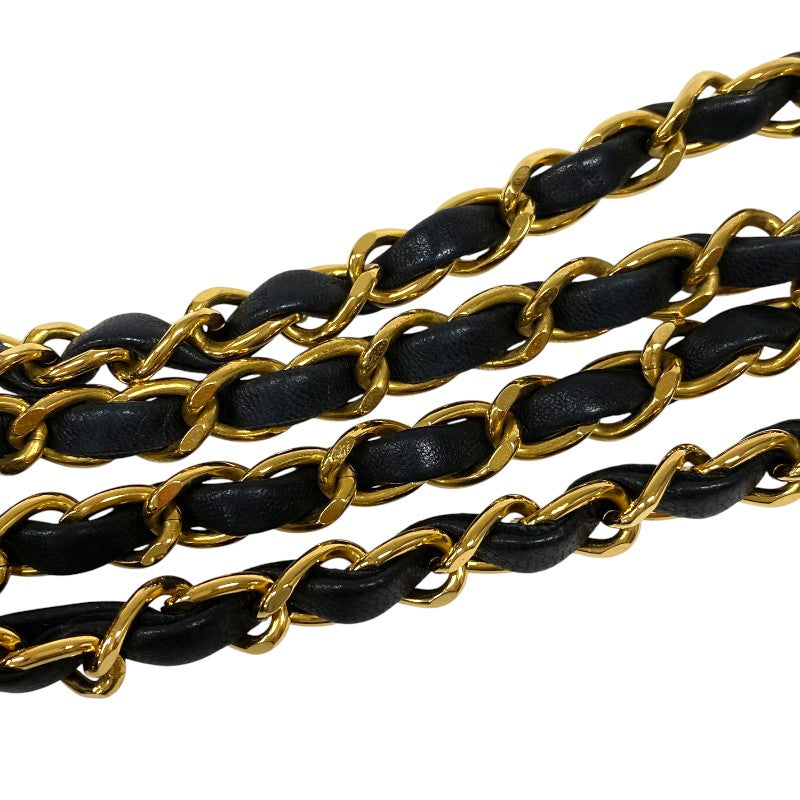 シャネル CHANEL プッシュロック ショルダーバッグ ブラック ゴールド金具 ラムスキン レディース