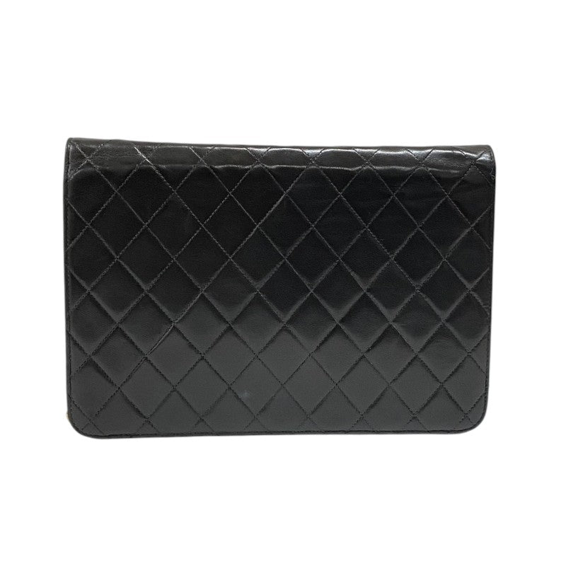 シャネル CHANEL プッシュロック ショルダーバッグ ブラック ゴールド金具 ラムスキン レディース