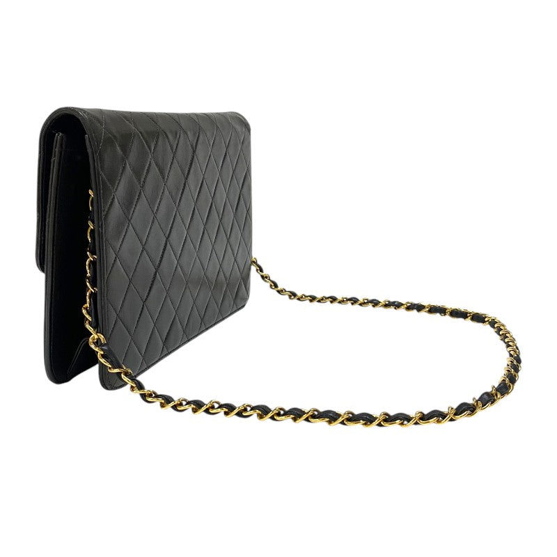 シャネル CHANEL プッシュロック ショルダーバッグ ブラック ゴールド金具 ラムスキン レディース