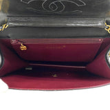 シャネル CHANEL プッシュロック ショルダーバッグ ブラック ゴールド金具 ラムスキン レディース