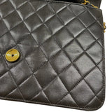 シャネル CHANEL プッシュロック ショルダーバッグ ブラック ゴールド金具 ラムスキン レディース