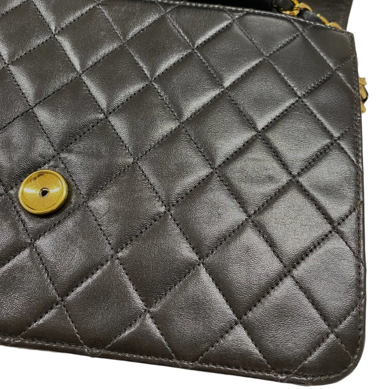 シャネル CHANEL プッシュロック ショルダーバッグ ブラック ゴールド金具 ラムスキン レディース