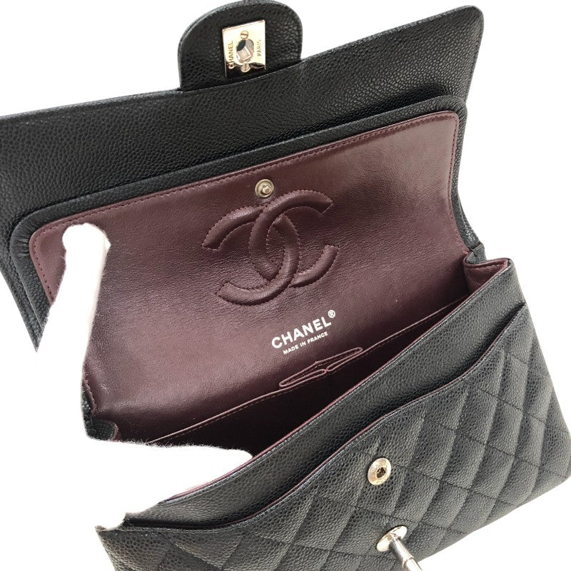シャネル CHANEL マトラッセ25 A01112 ブラック シルバー金具 14番台 キャビアスキン レディース ショルダーバッグ