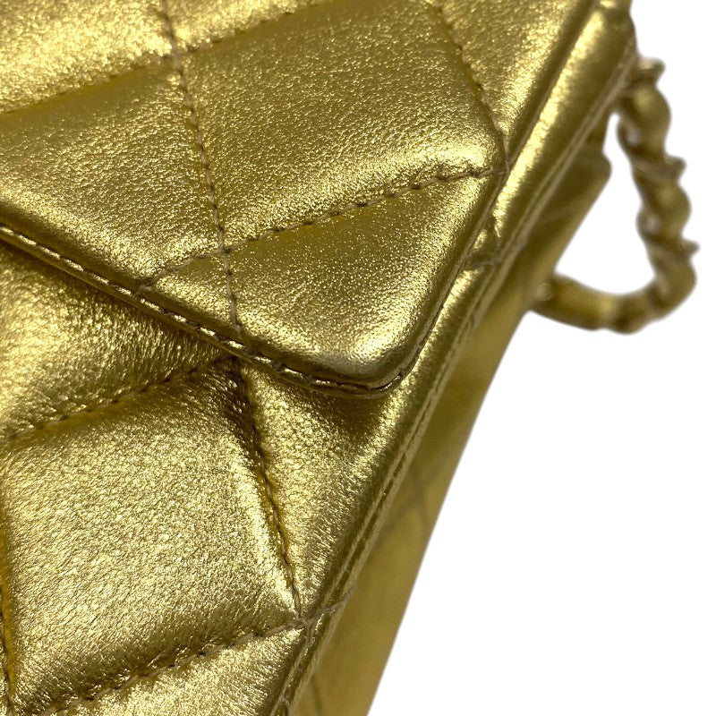 シャネル CHANEL ミニマトラッセ18 A01115 7番台 ゴールド ゴールド金具 ラムスキン レディース ショルダーバッグ