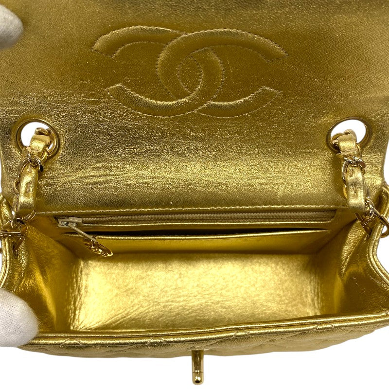 シャネル CHANEL ミニマトラッセ18 A01115 7番台 ゴールド ゴールド金具 ラムスキン レディース ショルダーバッグ