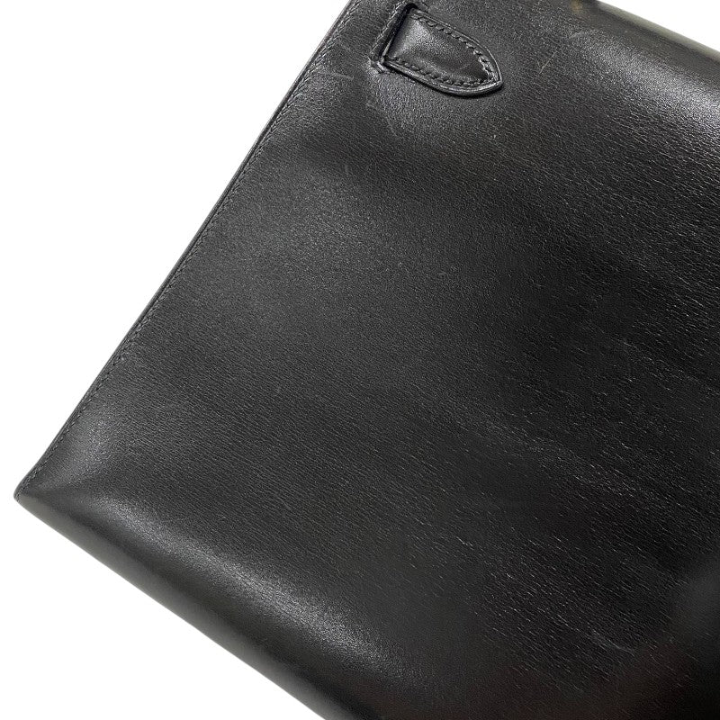 エルメス HERMES ケリー28 外縫い 〇Y刻 ブラック ゴールド金具 ボックスカーフ レディース ハンドバッグ ショルダーバッグ