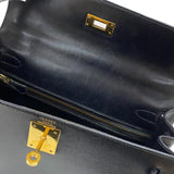 エルメス HERMES ケリー28 外縫い 〇Y刻 ブラック ゴールド金具 ボックスカーフ レディース ハンドバッグ ショルダーバッグ