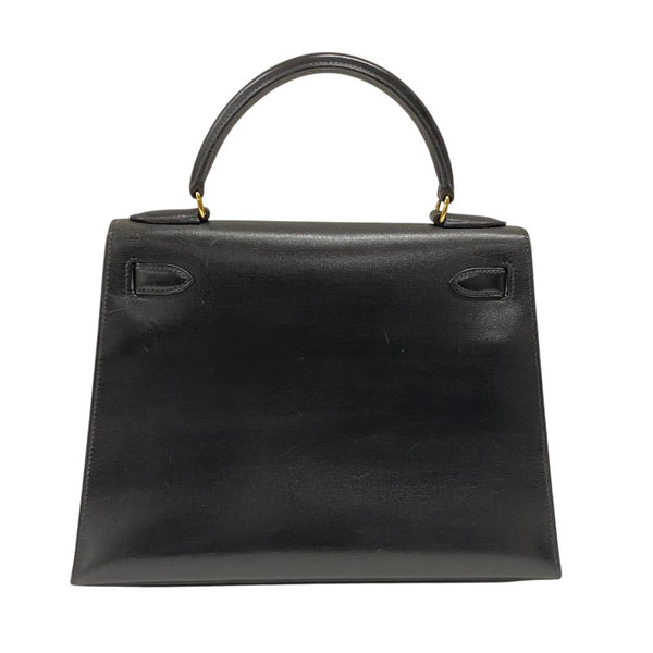 エルメス HERMES ケリー28 外縫い 〇Y刻 ブラック ゴールド金具 ボックスカーフ レディース ハンドバッグ ショルダーバッグ