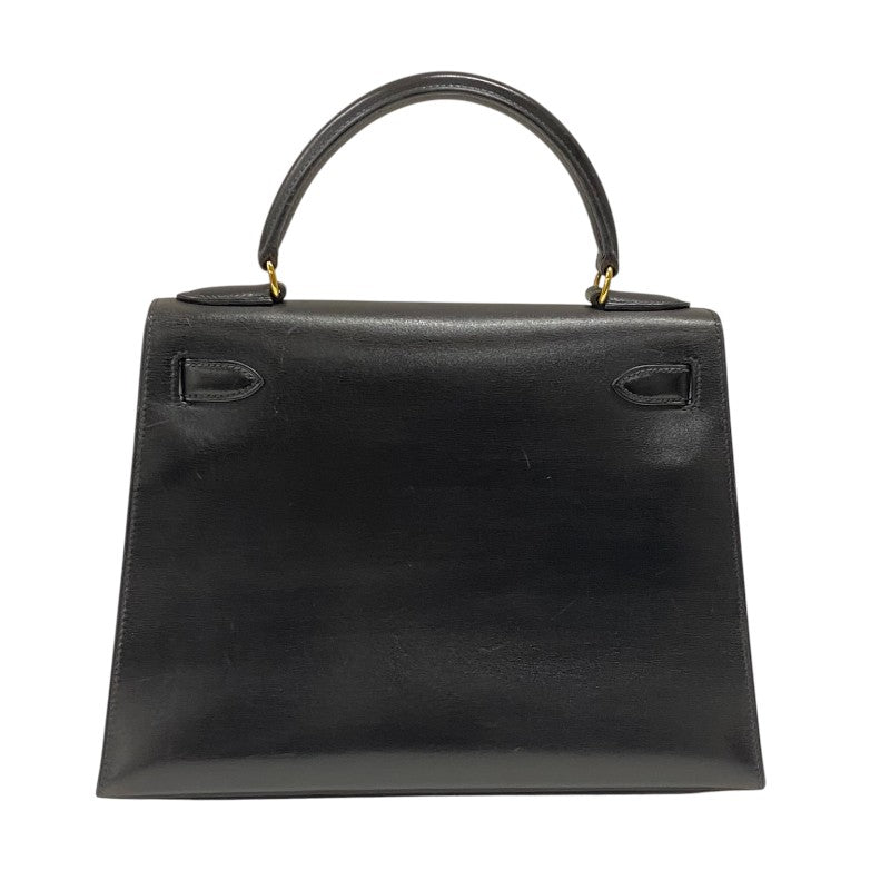 エルメス HERMES ケリー28 外縫い 〇Y刻 ブラック ゴールド金具 ボックスカーフ レディース ハンドバッグ ショルダーバッグ