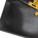 エルメス HERMES ケリー28 外縫い 〇Y刻 ブラック ゴールド金具 ボックスカーフ レディース ハンドバッグ ショルダーバッグ