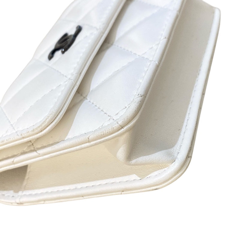 シャネル CHANEL ジュエルフック カードケース AP2397 ホワイト/BK金具 ラムスキン レディース カードケース