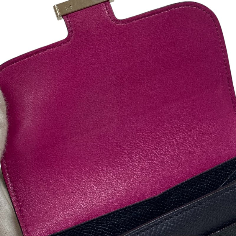 エルメス HERMES コンスタンスウォレット C刻 ブルーインディゴ×トスカ シルバー金具 エプソン レディース 二つ折り財布