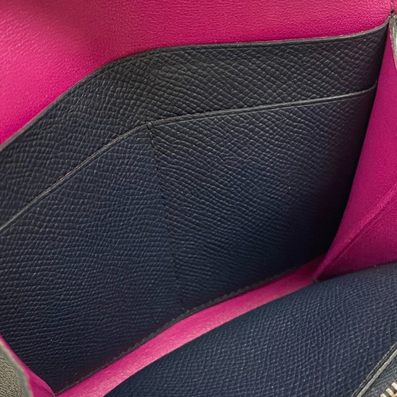 エルメス HERMES コンスタンスウォレット C刻 ブルーインディゴ×トスカ シルバー金具 エプソン レディース 二つ折り財布