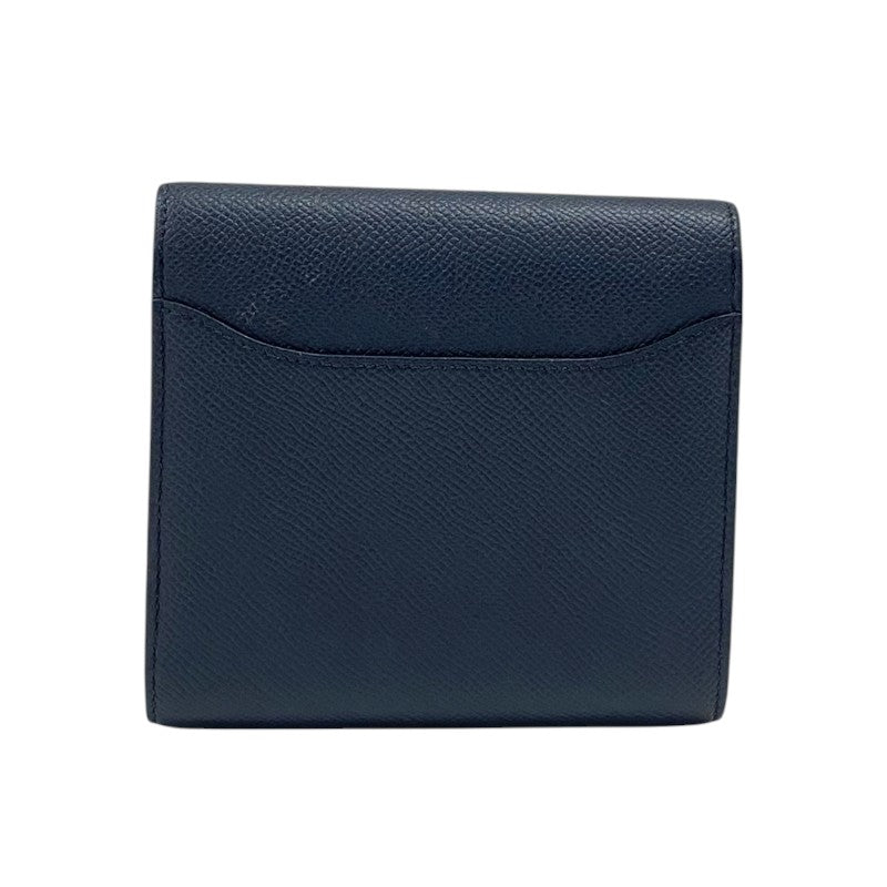 エルメス HERMES コンスタンスウォレット C刻 ブルーインディゴ×トスカ シルバー金具 エプソン レディース 二つ折り財布