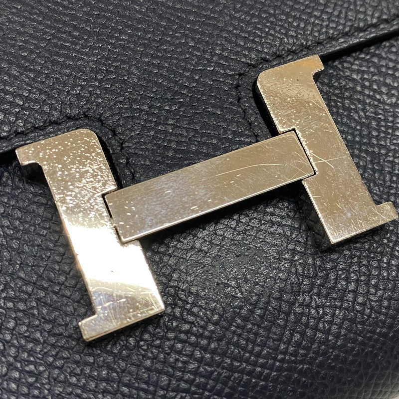 エルメス HERMES コンスタンスウォレット C刻 ブルーインディゴ×トスカ シルバー金具 エプソン レディース 二つ折り財布