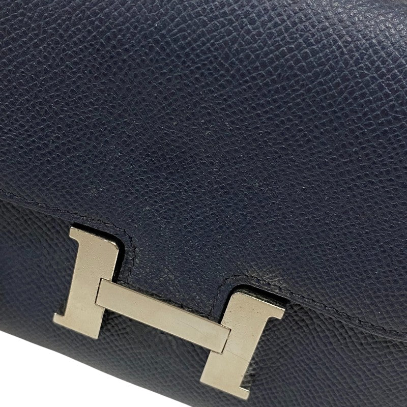 エルメス HERMES コンスタンスウォレット C刻 ブルーインディゴ×トスカ シルバー金具 エプソン レディース 二つ折り財布