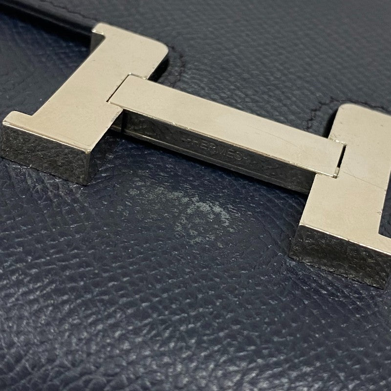 エルメス HERMES コンスタンスウォレット C刻 ブルーインディゴ×トスカ シルバー金具 エプソン レディース 二つ折り財布