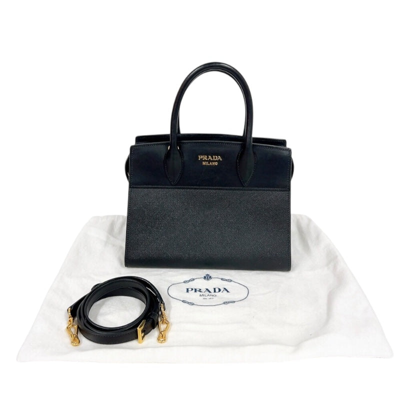 プラダ PRADA エスプラナードハンドバッグ 1BA045 ブラック　ゴールド金具 サフィアーノ・カーフ レディース ハンドバッグ