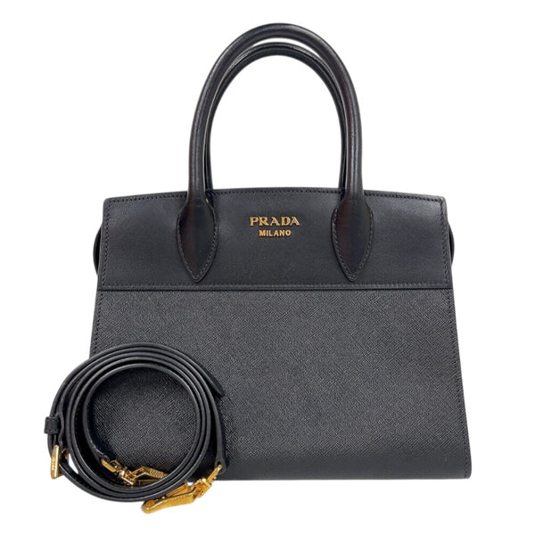 プラダ PRADA エスプラナードハンドバッグ 1BA045 ブラック　ゴールド金具 サフィアーノ・カーフ レディース ハンドバッグ