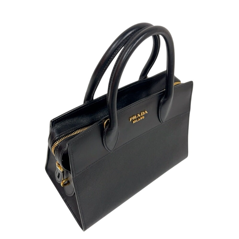 プラダ PRADA エスプラナードハンドバッグ 1BA045 ブラック　ゴールド金具 サフィアーノ・カーフ レディース ハンドバッグ