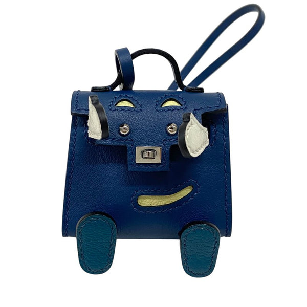エルメス HERMES ケリードールチャーム U刻 ディープブルー シルバー金具 タデラクト ユニセックス バッグチャーム