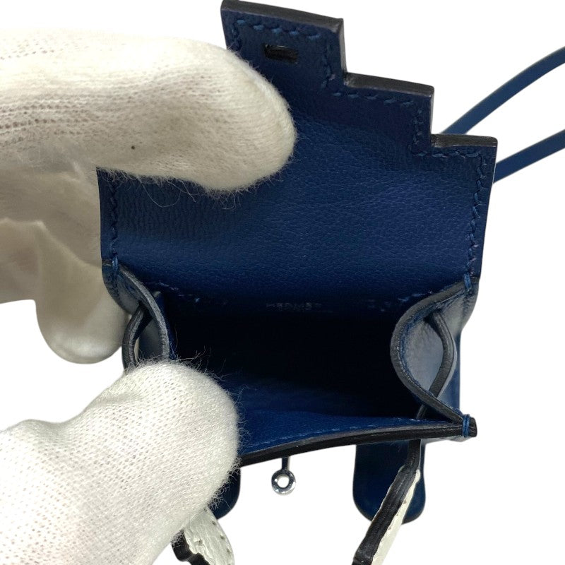 エルメス HERMES ケリードールチャーム U刻 ディープブルー シルバー金具 タデラクト ユニセックス バッグチャーム