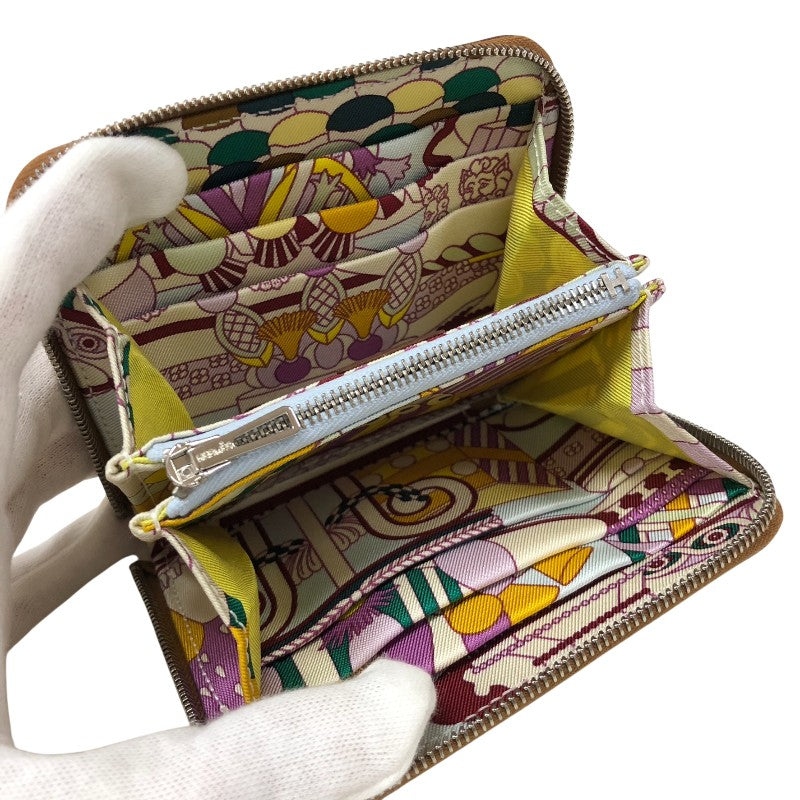 エルメス HERMES アザップコンパクトシルクイン Z刻 ゴールド シルバー金具 エプソン レディース コインケース