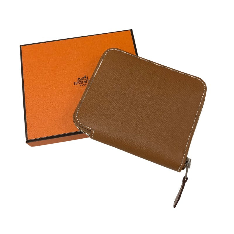 エルメス HERMES アザップコンパクトシルクイン Z刻 ゴールド シルバー金具 エプソン レディース コインケース