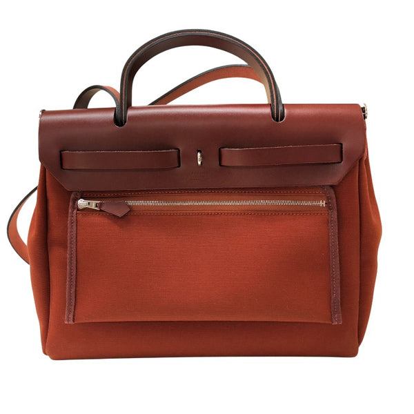エルメス HERMES エールバッグジップPM B刻印 キュイーブル・ルージュアッシュ シルバー金具 トワル・ハンター レディース ハンドバッグ