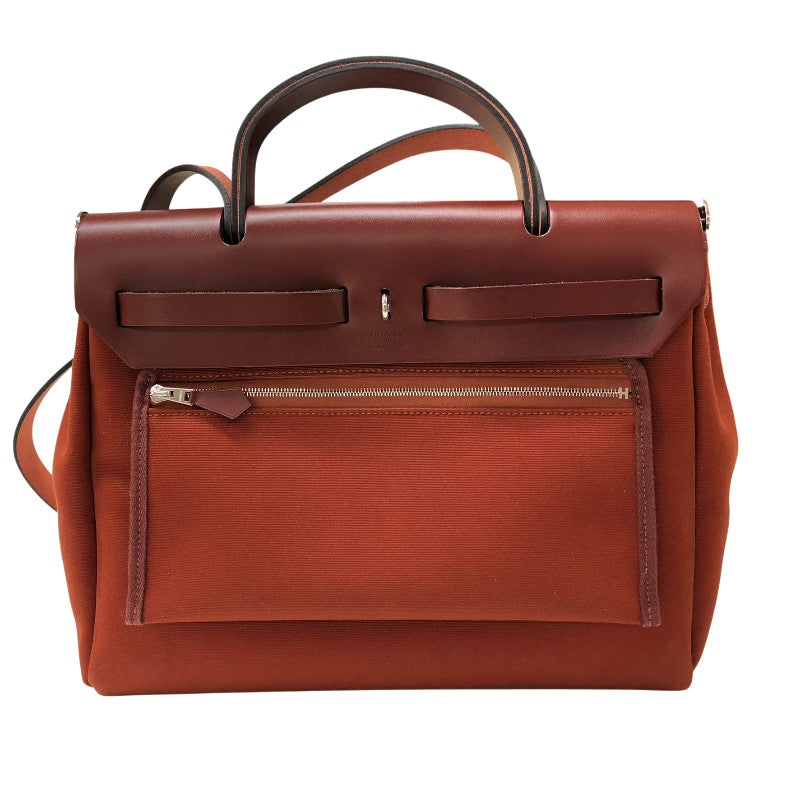 エルメス HERMES エールバッグジップPM B刻印 キュイーブル・ルージュアッシュ シルバー金具 トワル・ハンター レディース ハンドバッグ