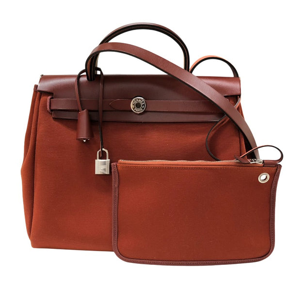 エルメス HERMES エールバッグジップPM B刻印 キュイーブル・ルージュアッシュ シルバー金具 トワル・ハンター レディース ハンドバッグ