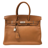 エルメス HERMES バーキン35 □I刻 ゴールド シルバー金具 トゴ レディース ハンドバッグ