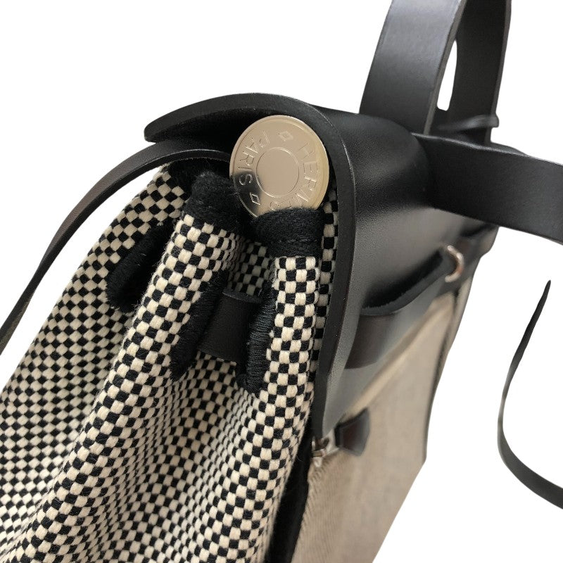 エルメス HERMES エールバッグジップPM U刻 アイボリー・ブラック シルバー金具 トワル/ハンター レディース ショルダーバッグ