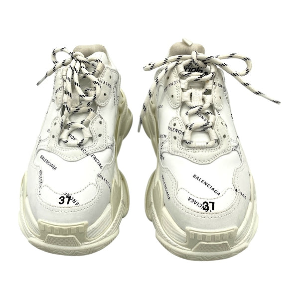 バレンシアガ BALENCIAGA TRIPLE S ロゴ 総柄スニーカー 524039 ホワイト レザー レディース スニーカー