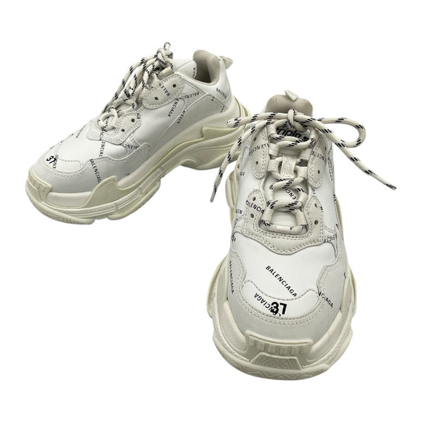 バレンシアガ BALENCIAGA TRIPLE S ロゴ 総柄スニーカー 524039 ホワイト レザー レディース スニーカー