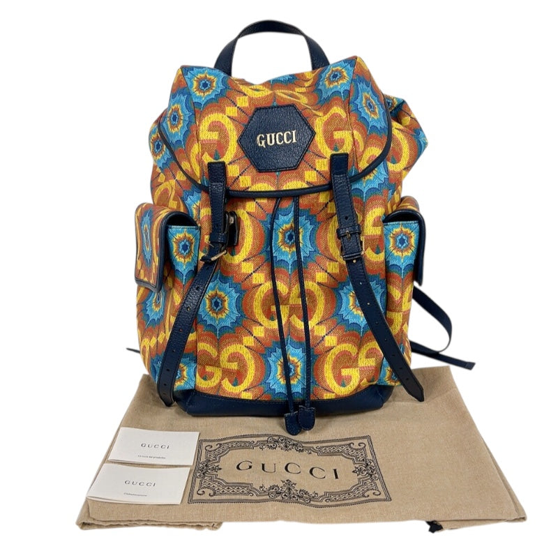 グッチ GUCCI GGカレイドスコープバックパック 625939 イエロー　ゴールド金具 レザー/PVC ユニセックス リュック・デイパック