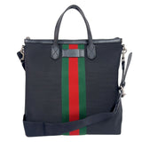 グッチ GUCCI シェリーライントートバッグ 619751 ブラック　シルバー金具 キャンバス メンズ トートバッグ