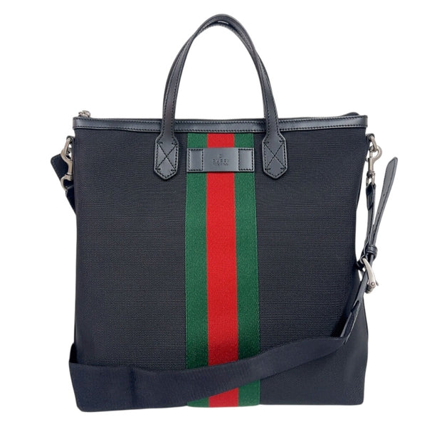 グッチ GUCCI シェリーライントートバッグ 619751 ブラック　シルバー金具 キャンバス メンズ トートバッグ