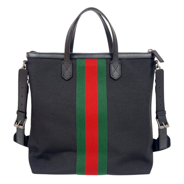 グッチ GUCCI シェリーライントートバッグ 619751 ブラック　シルバー金具 キャンバス メンズ トートバッグ