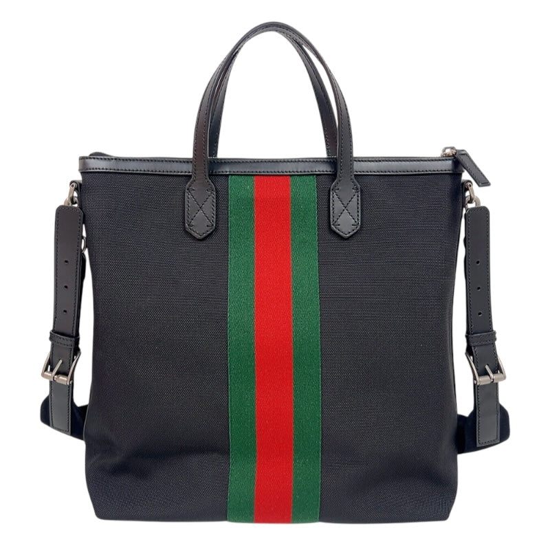 グッチ GUCCI シェリーライントートバッグ 619751 ブラック　シルバー金具 キャンバス メンズ トートバッグ