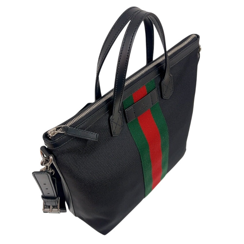 グッチ GUCCI シェリーライントートバッグ 619751 ブラック　シルバー金具 キャンバス メンズ トートバッグ