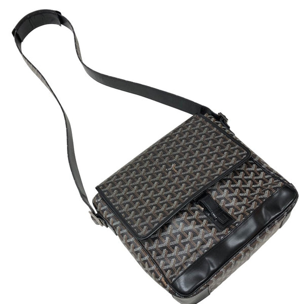 ゴヤール GOYARD グランブルーMM ブラック シルバー金具 ゴヤールディンキャンバスレザー メンズ ショルダーバッグ