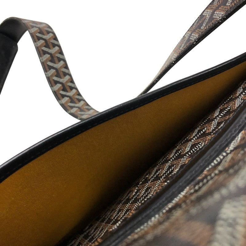 ゴヤール GOYARD グランブルーMM ブラック シルバー金具 ゴヤールディンキャンバスレザー メンズ ショルダーバッグ