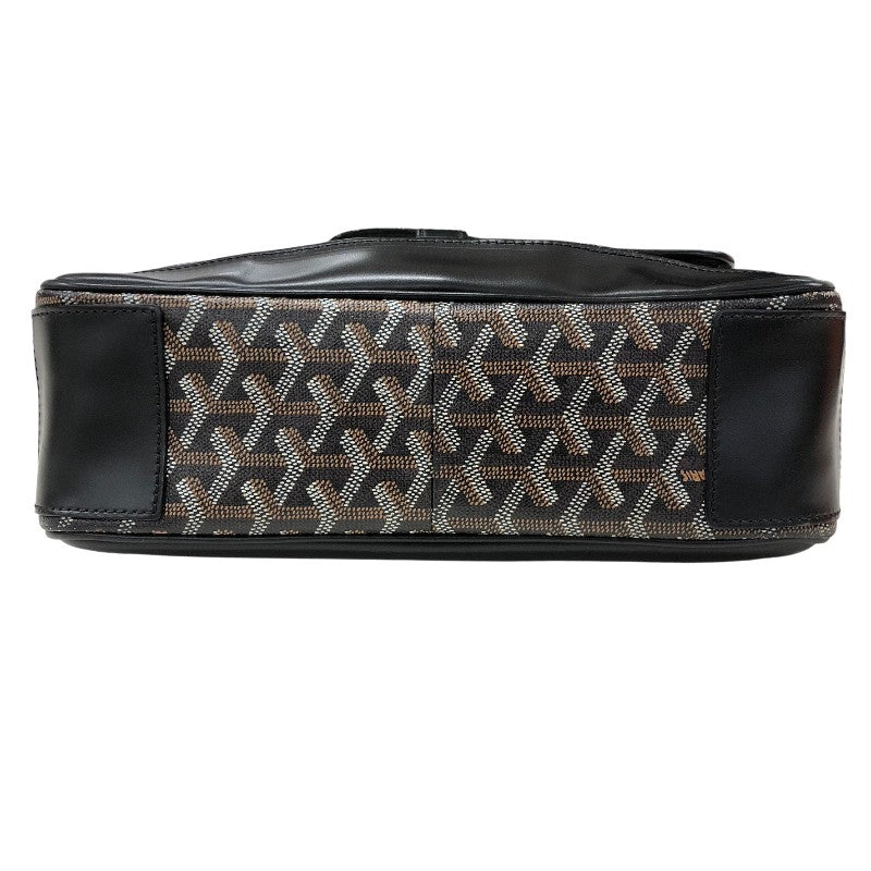 ゴヤール GOYARD グランブルーMM ブラック シルバー金具 ゴヤールディンキャンバスレザー メンズ ショルダーバッグ