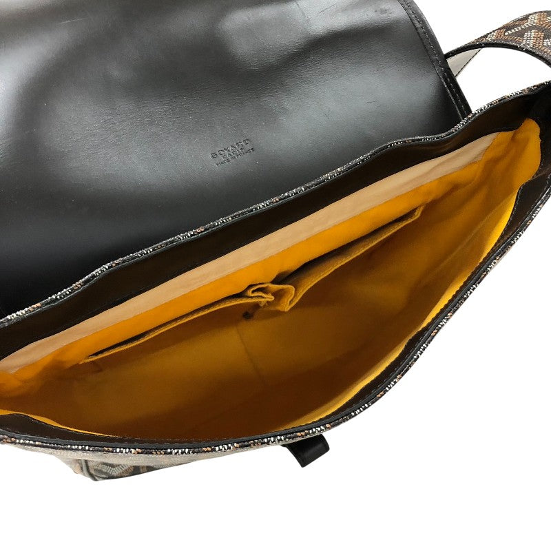 ゴヤール GOYARD グランブルーMM ブラック シルバー金具 ゴヤールディンキャンバスレザー メンズ ショルダーバッグ