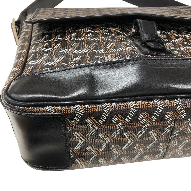 ゴヤール GOYARD グランブルーMM ブラック シルバー金具 ゴヤールディンキャンバスレザー メンズ ショルダーバッグ