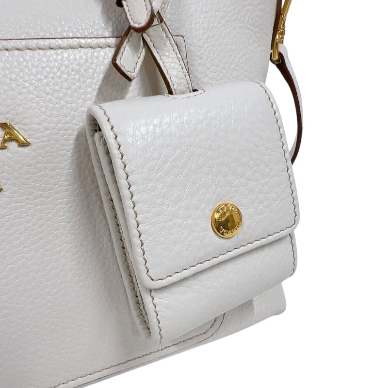 プラダ PRADA ヴィッテロダイノ　2wayハンドバッグ 1BA068 ホワイト　ゴールド金具 レザー レディース ショルダーバッグ