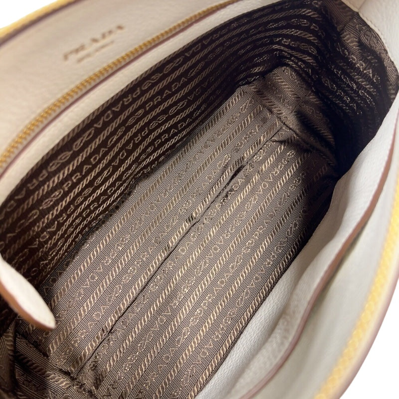 プラダ PRADA ヴィッテロダイノ　2wayハンドバッグ 1BA068 ホワイト　ゴールド金具 レザー レディース ショルダーバッグ